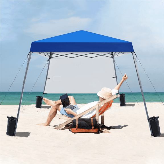 Renwick 10x10ft Pop-Up Canopy with Sun Shade Wall, Blue