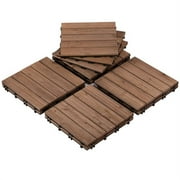 Renwick 12 x 12 Interlocking Wooden Floor Tiles, Outdoor and Indoor, 11 pieces, Brown Flooring Materials