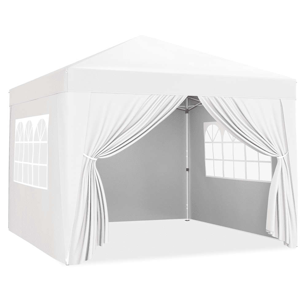 Renwick 12x12 Ft Pop Up Canopy Tent with 4 Sidewalls, White