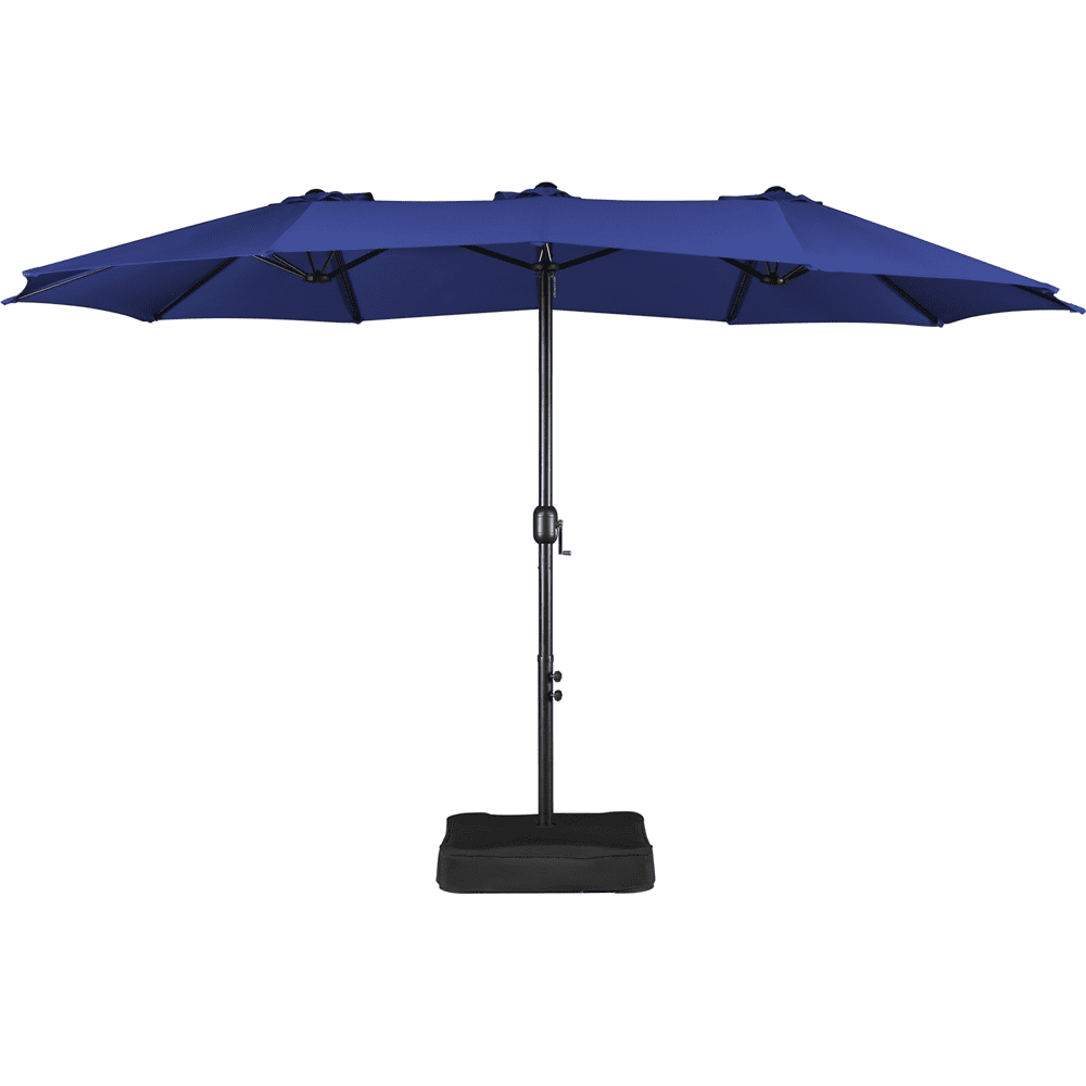 Renwick 13 Ft Outdoor Patio Parasol Umbrella with Base Stand, Navy Blue