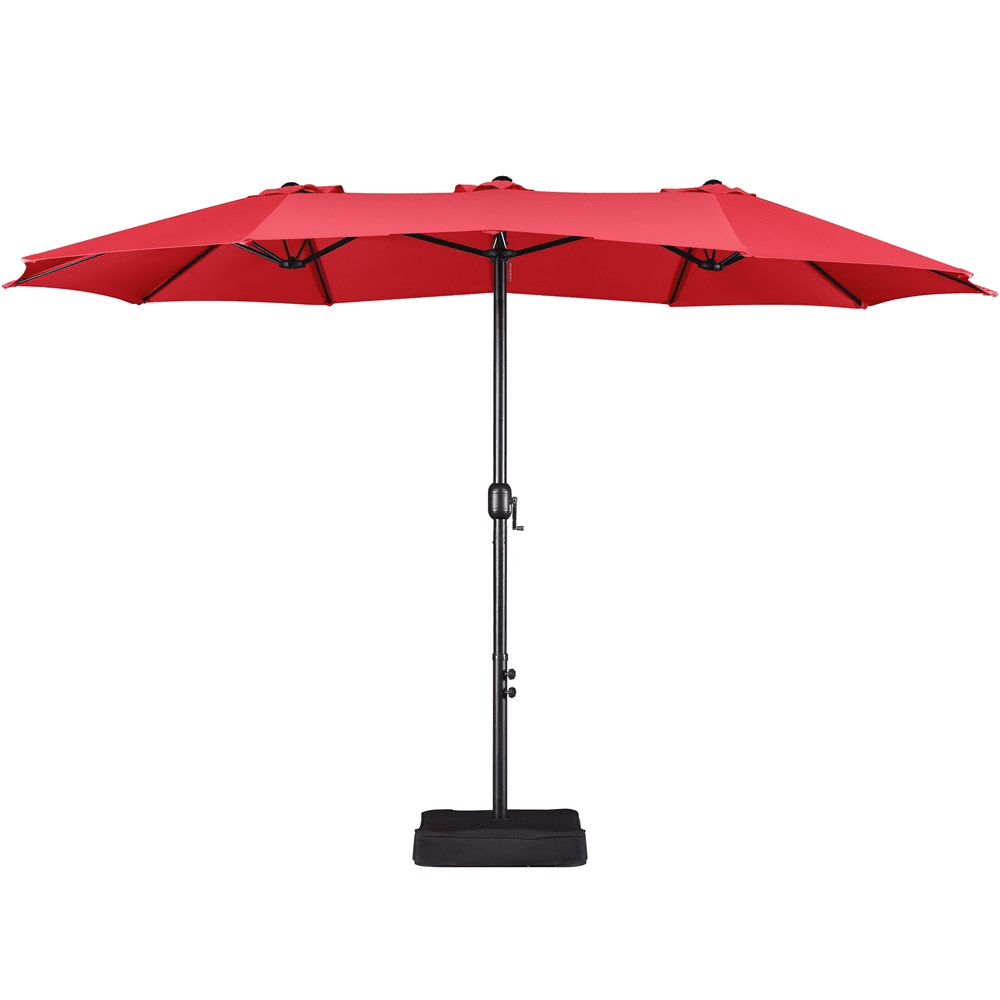 Renwick 13 Ft Outdoor Patio Parasol Umbrella with Base Stand, Red