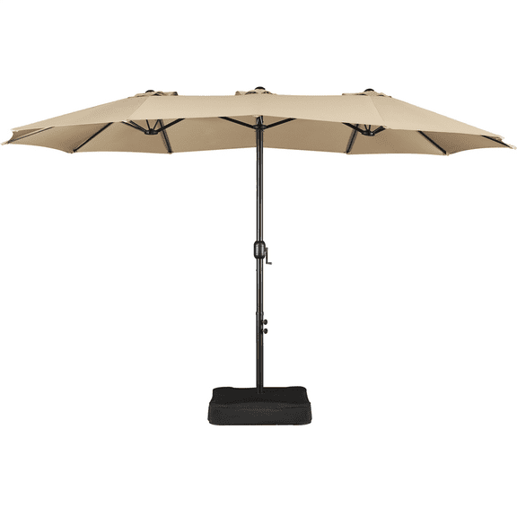 Renwick 13 Ft Outdoor Patio Parasol Umbrella with Base Stand, Tan