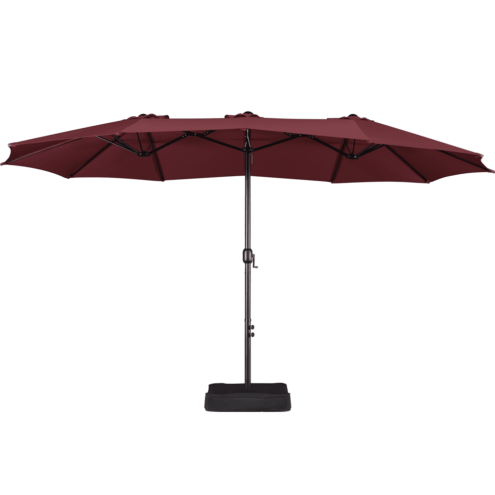 Renwick 15 FT Twin Patio Parasol with Crank Lift, Burgundy