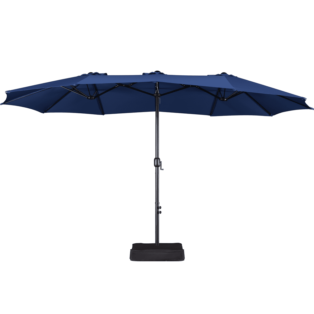 Renwick 15 FT Twin Patio Parasol with Crank Lift, Navy Blue