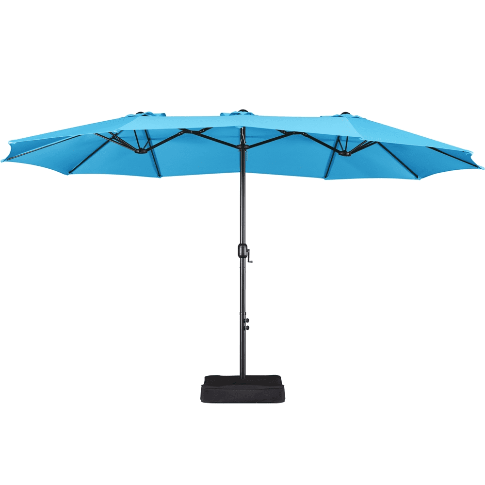 Renwick 15 FT Twin Patio Parasol with Crank Lift, Sky Blue