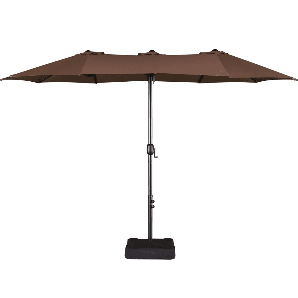 Renwick 15ft Outdoor Twin Patio Umbrella with Crank, Brown