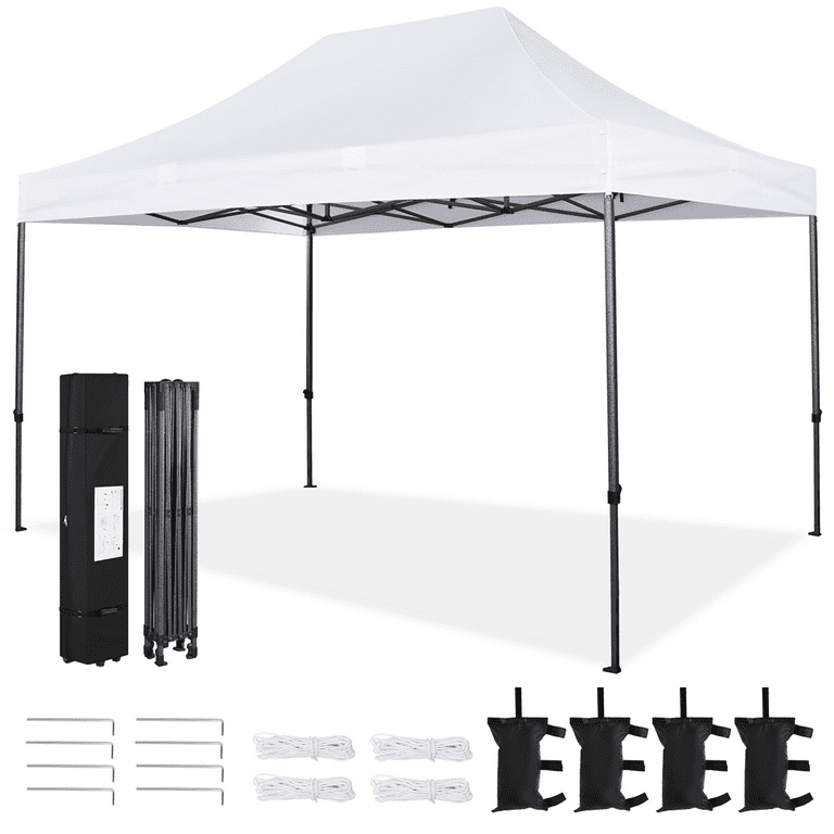 Free Shipping Renwick 15x10 ft Pop up Canopy Tent with Roller Bag Sandbags White Walmart