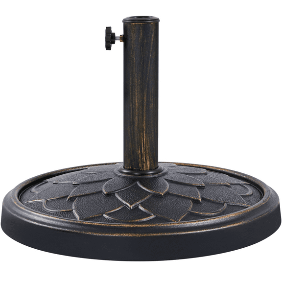 Renwick 18" Umbrella Base Stand with Flower Petal Pattern, Bronze