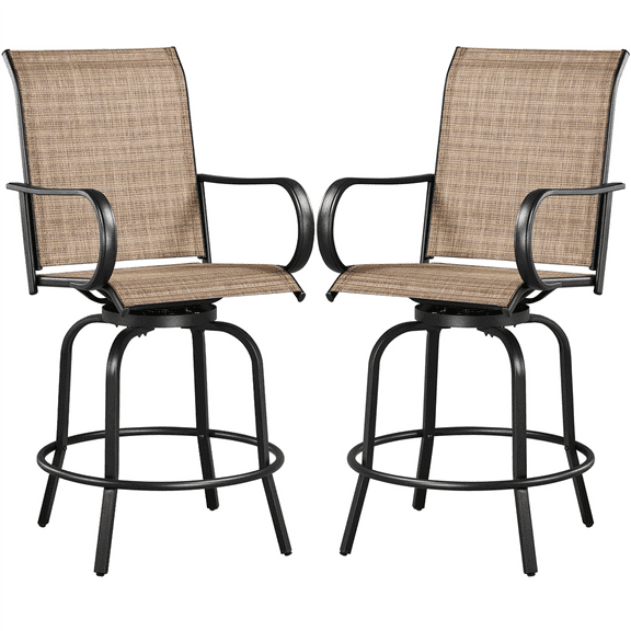 Renwick 2-Piece Patio Texteline Bistro Chairs with High Back, Black/Brown