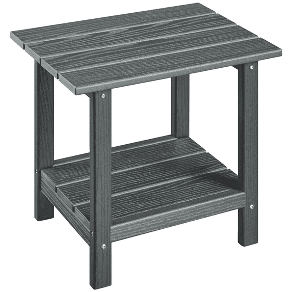 Renwick 2 Tier HDPE Adirondack Side Table for Beach and Porch, Gray