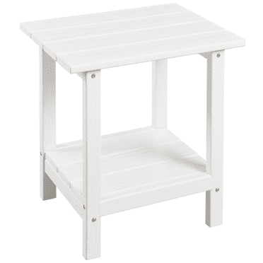 Renwick 2 Tier HDPE Adirondack Side Table for Beach and Porch, White