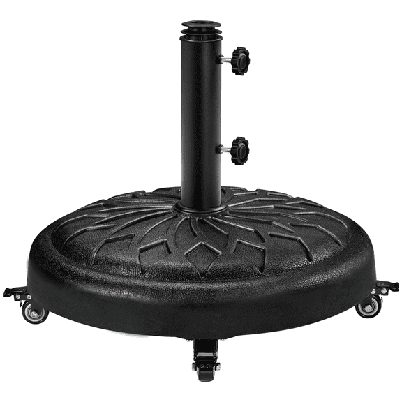 Renwick 20" Outdoor Rolling Patio Market Umbrella Base for Garden, Black