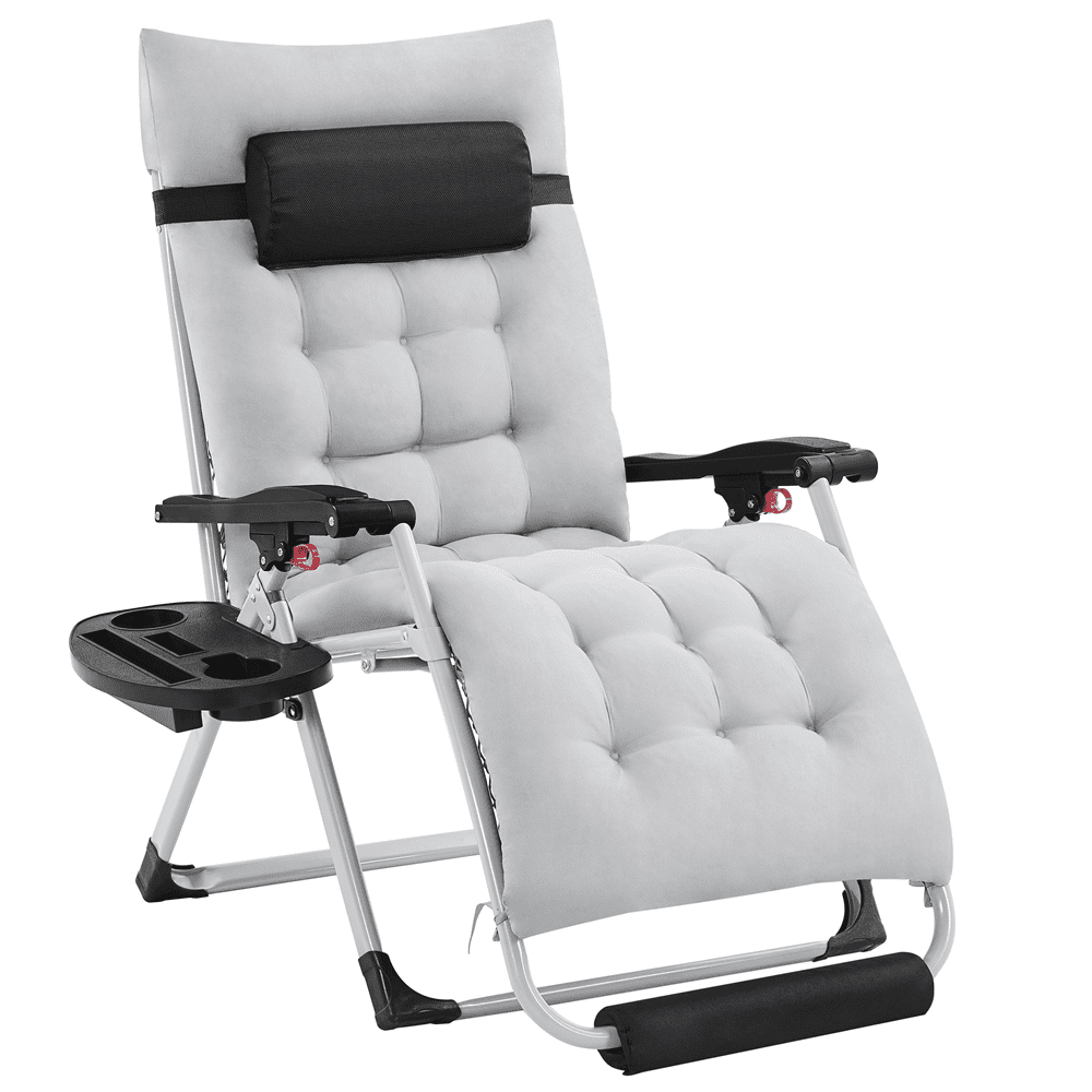 Renwick 29in Outdoor Zero Gravity Chair with Headrest Cupholder, Gray