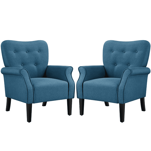 Renwick 2pcs Modern Accent Arm Chair, Navy Blue