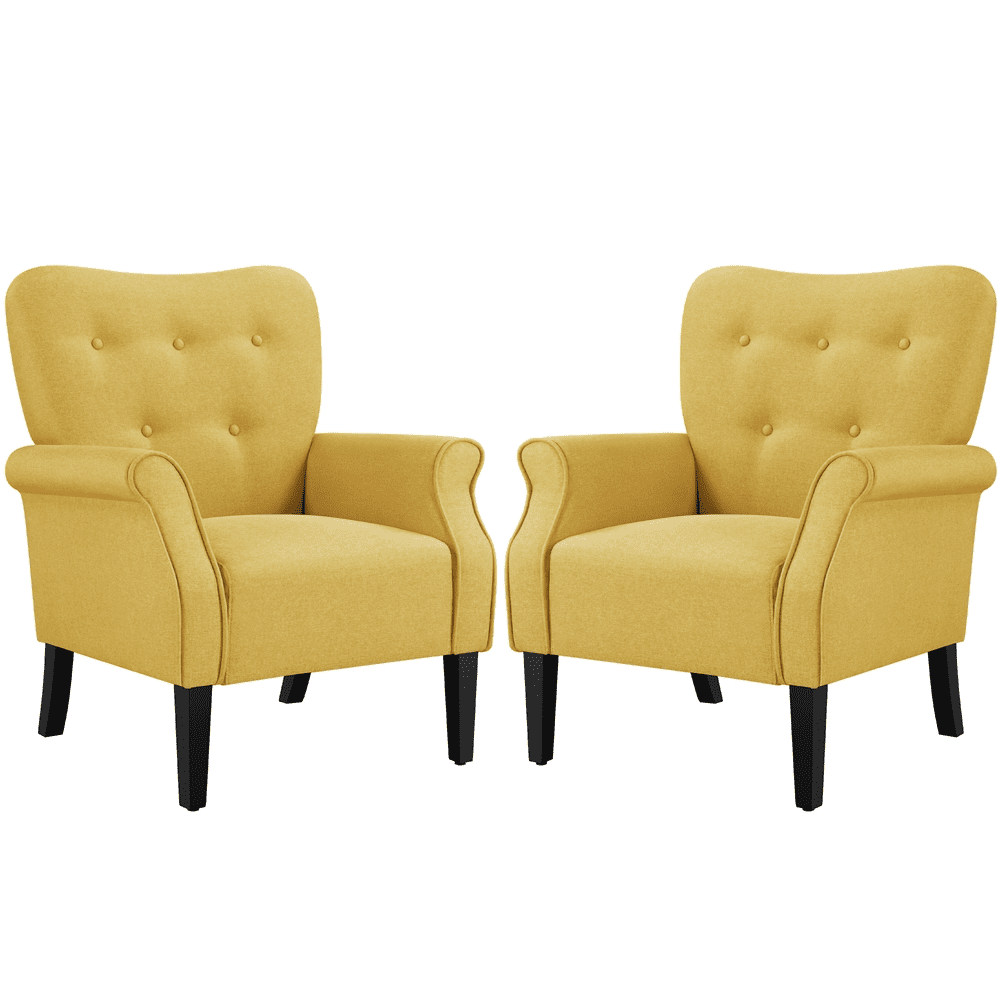 Renwick 2pcs Modern Accent Arm Chair, Yellow