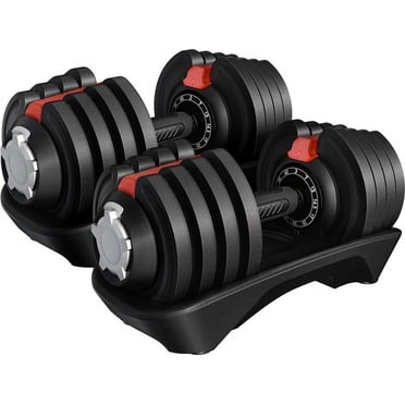 Renwick 3-40Lbs Quick Adjust Dumbbell Set for Home Gym, Set of 2, Black/Red