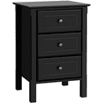 thumbnail image 1 of Renwick 3 Drawer Nightstand with Solid Wood Legs for Bedroom, Adults, Black, 1 of 8