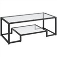 thumbnail image 1 of Renwick 3 Piece Modern Tempered Glass Coffee Table Set with Open Shelf, Black, 1 of 10