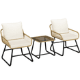 thumbnail image 1 of Renwick 3-Piece Patio Bistro Set with Wicker Rattan Chairs and Table, Tan/Cream, 1 of 10