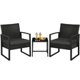 thumbnail image 1 of Renwick 3-Piece Patio Set Rattan Chairs & Table for Outdoor, Black/Gray, 1 of 8
