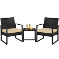thumbnail image 1 of Renwick 3-Piece Patio Set Rattan Chairs & Table for Outdoor, Black/Khaki, 1 of 8