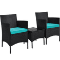 thumbnail image 1 of Renwick 3-Piece Rattan Furniture Set with 1 Side Table and 2 Chairs, Black/Cyan, 1 of 10