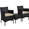 thumbnail image 1 of Renwick 3-Piece Rattan Furniture Set with 1 Side Table and 2 Chairs, Black/Khaki, 1 of 10