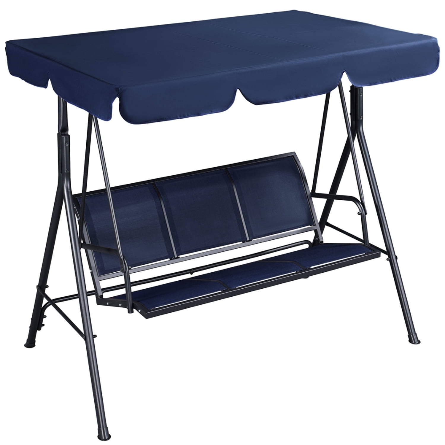 Renwick 3-Seat Outdoor Patio Swing Chair with Adjustable Canopy, Blue