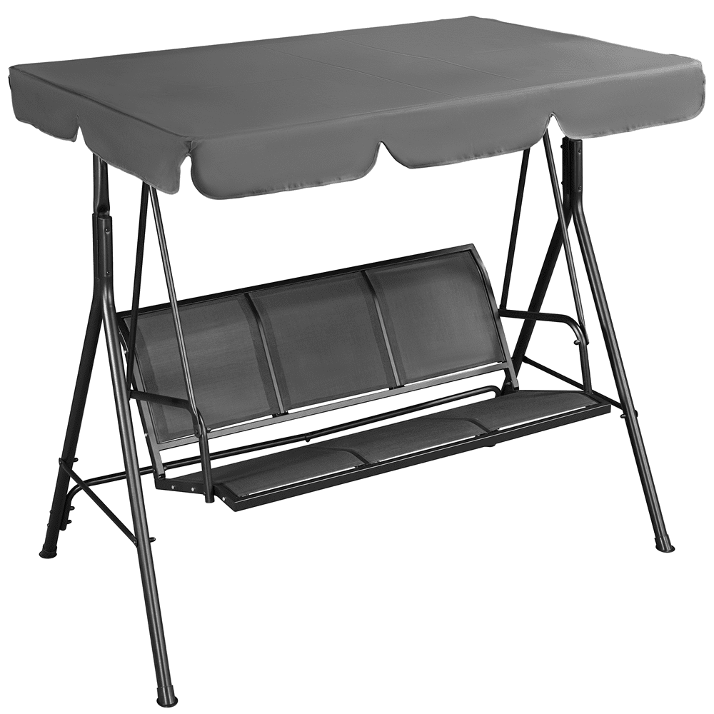 Renwick 3-Seat Outdoor Patio Swing Chair with Adjustable Canopy, Gray