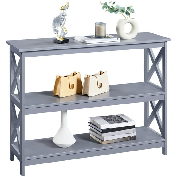 Renwick 3 Tier Console Table with Drawer, Gray