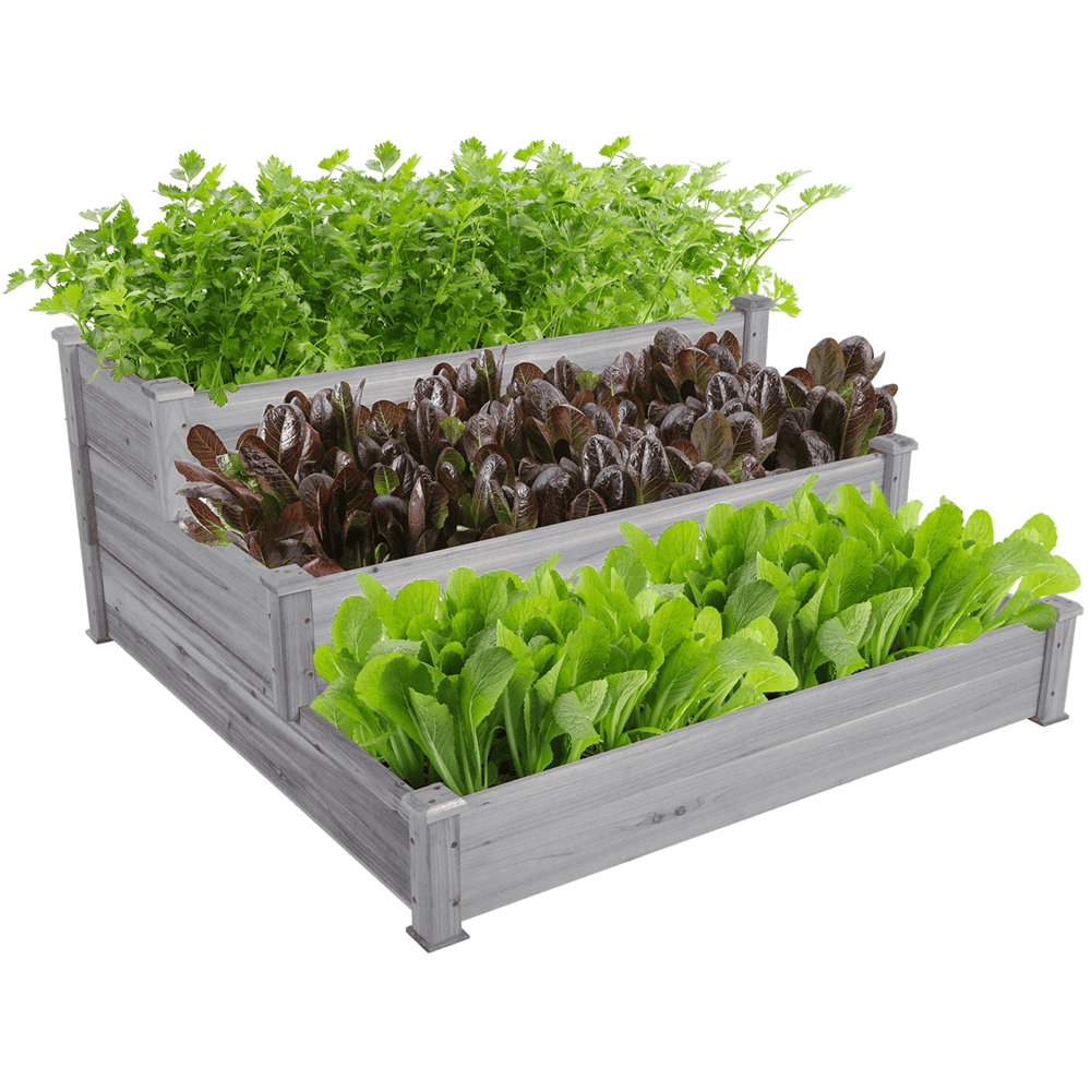 Renwick 3 Tier Raised Garden Bed for Flowers Vegetables, Gray