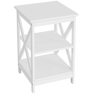 Renwick 3 Tier Wood X Shape End Table for Livingroom Bedroom, White