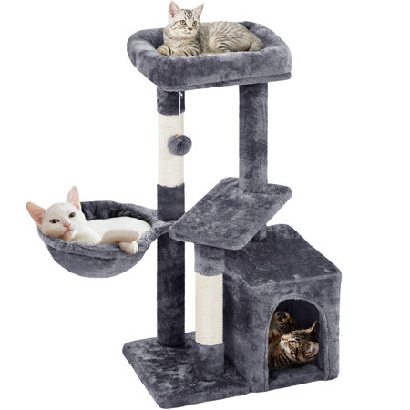 Renwick 34.5" Height Small Cat Tree Tower with Condo and Perches, Dark Gray
