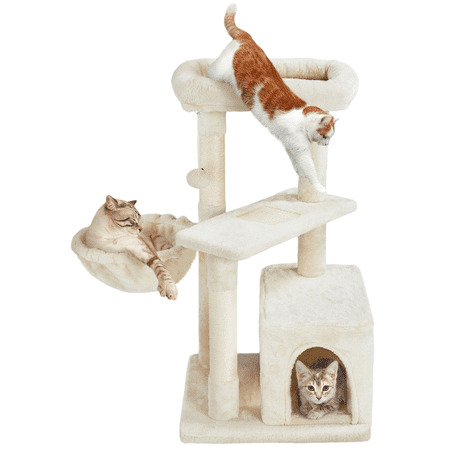 Renwick 34.5" Height Small Cat Tree Tower with Condos and Perches, Beige