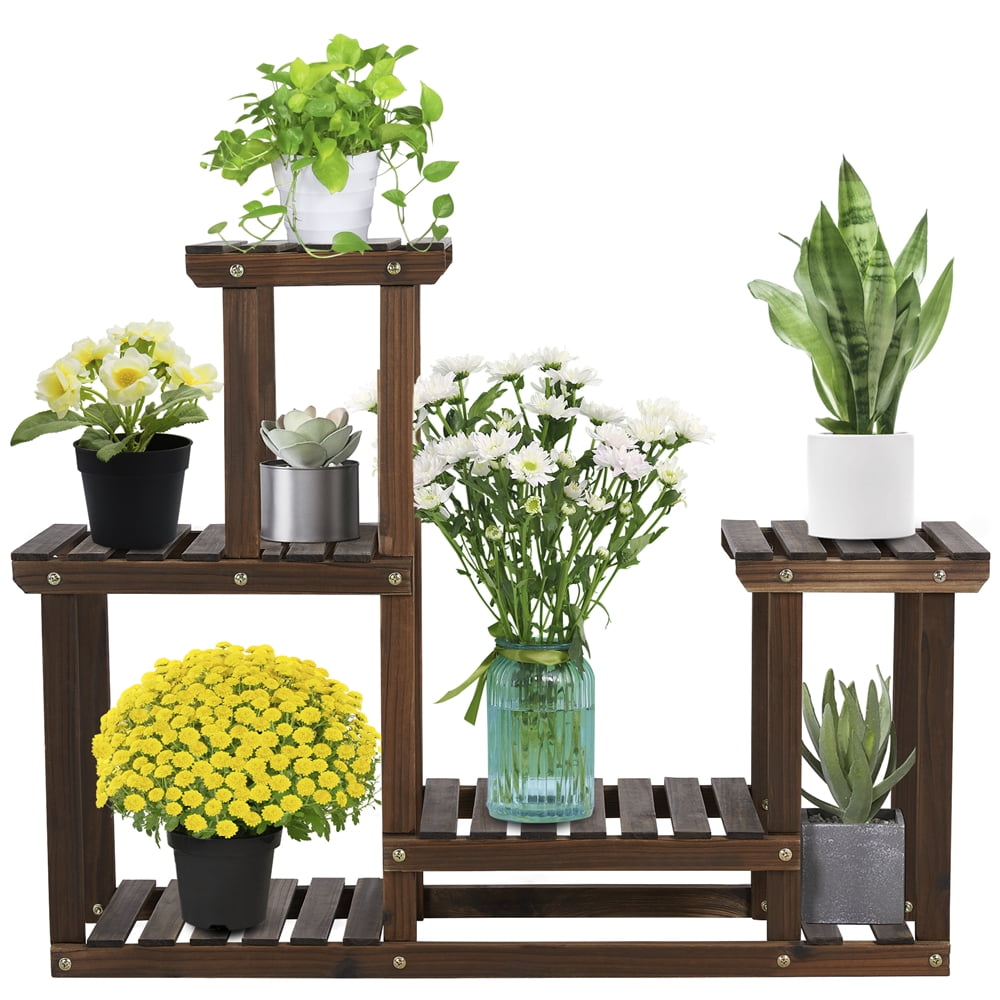 Renwick 37" x 10" x 29" 4-Tier Brown Metal Floral Plant Stand