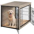 thumbnail image 1 of Renwick 38"W Industrial Dog Crate Furniture with Anti Skid Plush Mat, Gray, 1 of 8