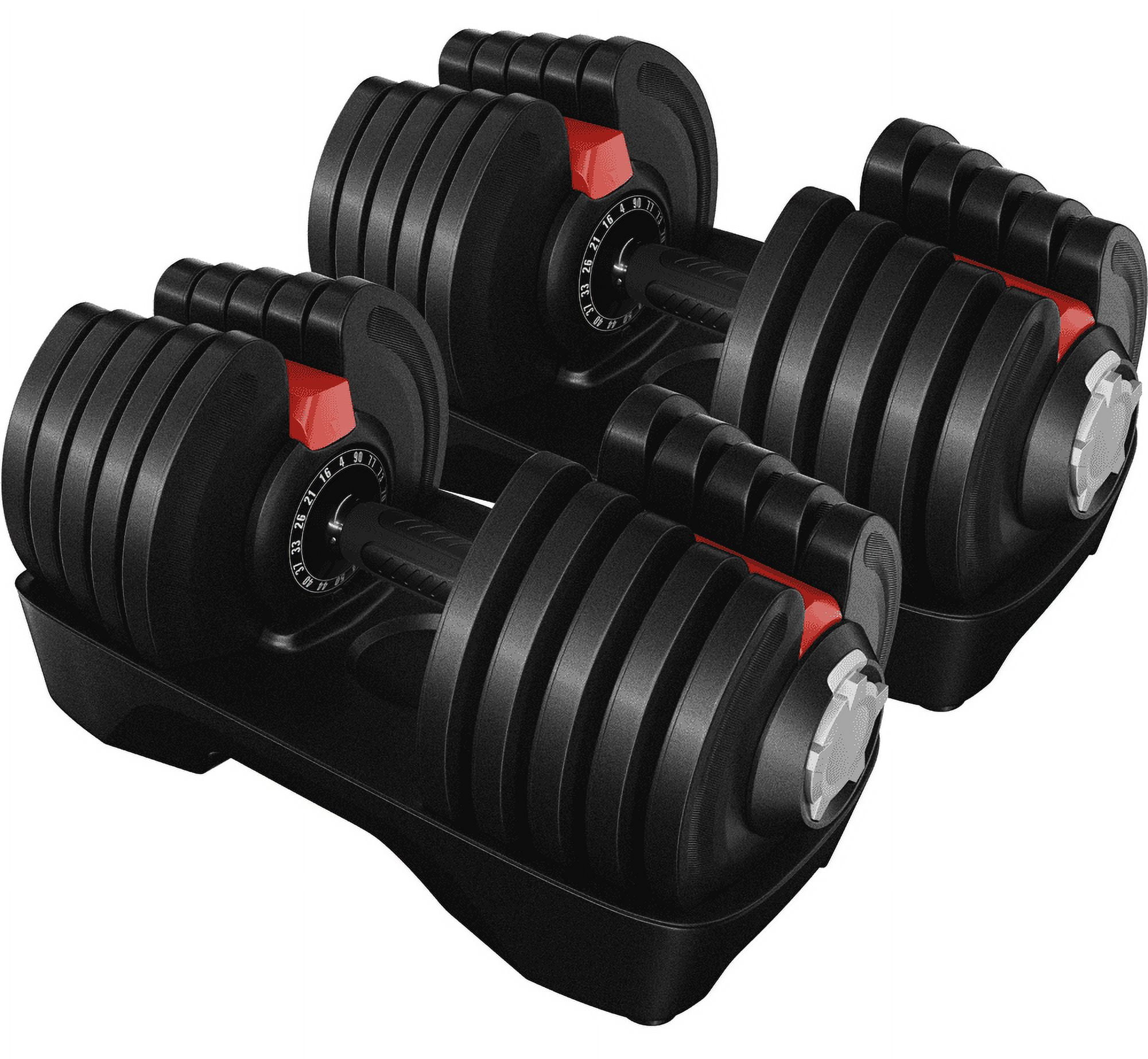 Renwick 4-90Lbs Quick Adjust Dumbbell Set for Home Gym, Set of 2, Black/Red Renwick 4-90Lbs Quick Adjust Dumbbell Set for Home Gym, Set of 2, Black/Red
