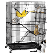 Renwick 4 Tiers Rolling Cat Cage Pet Cage with Hammock, Black