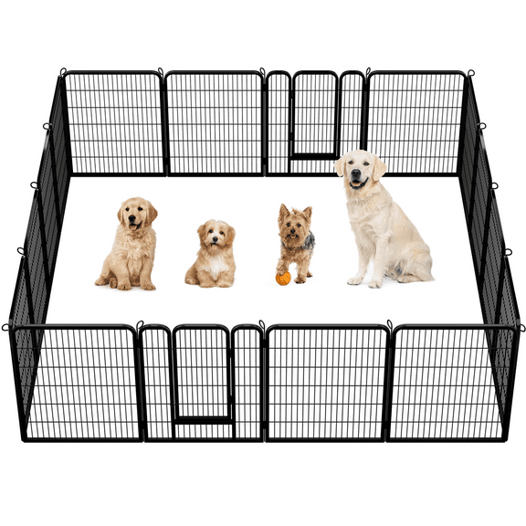 Renwick 40"H 16 Panel Pet Playpen, Black