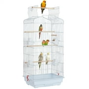 Renwick 41" Open Top Metal Bird Cage with Slide-out Tray for Parrot, Ivory