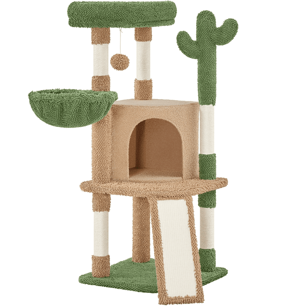 Renwick 42" Height Cactus Cat Tree with Scratching Posts and Platform, Brown/Green