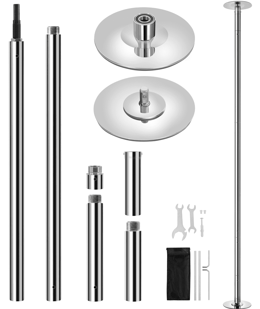 Renwick 45mm 2-Mode Dance Pole With 6.9-9' Height Adjustment, Silver
