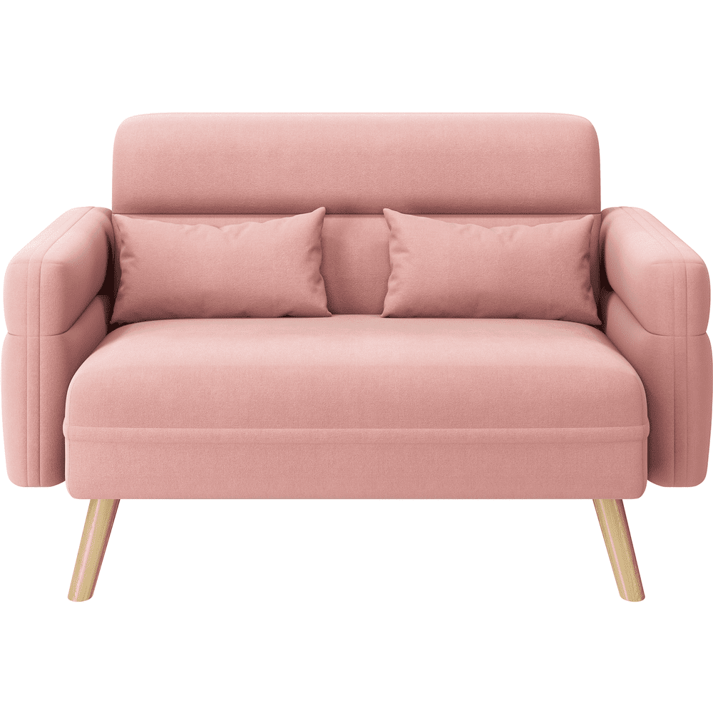 Renwick 46.5" W Small Fabric Loveseat Sofa with Lumbar Pillows, Pink
