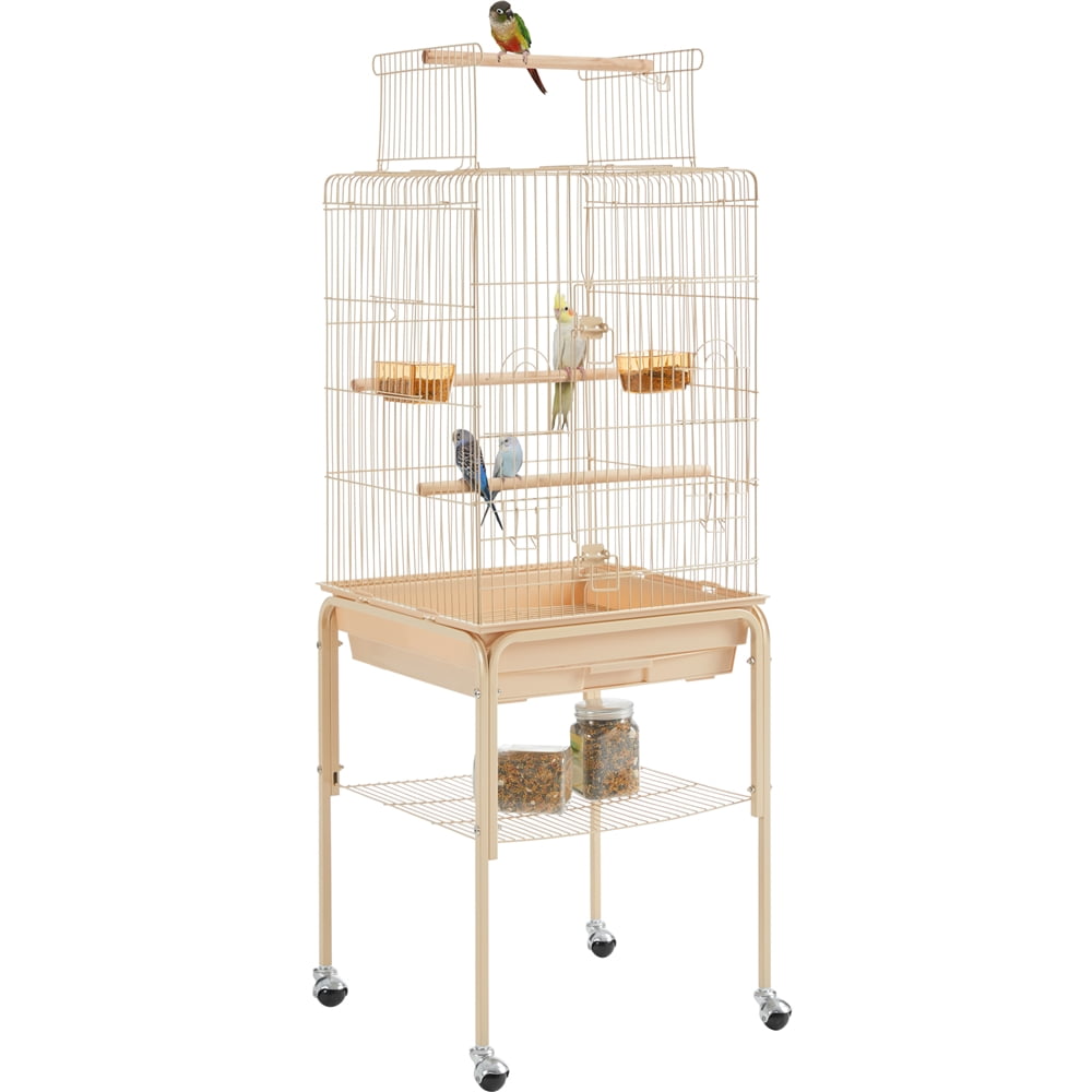 Renwick 47" Play Top Bird Cage with Rolling Stand, Almond