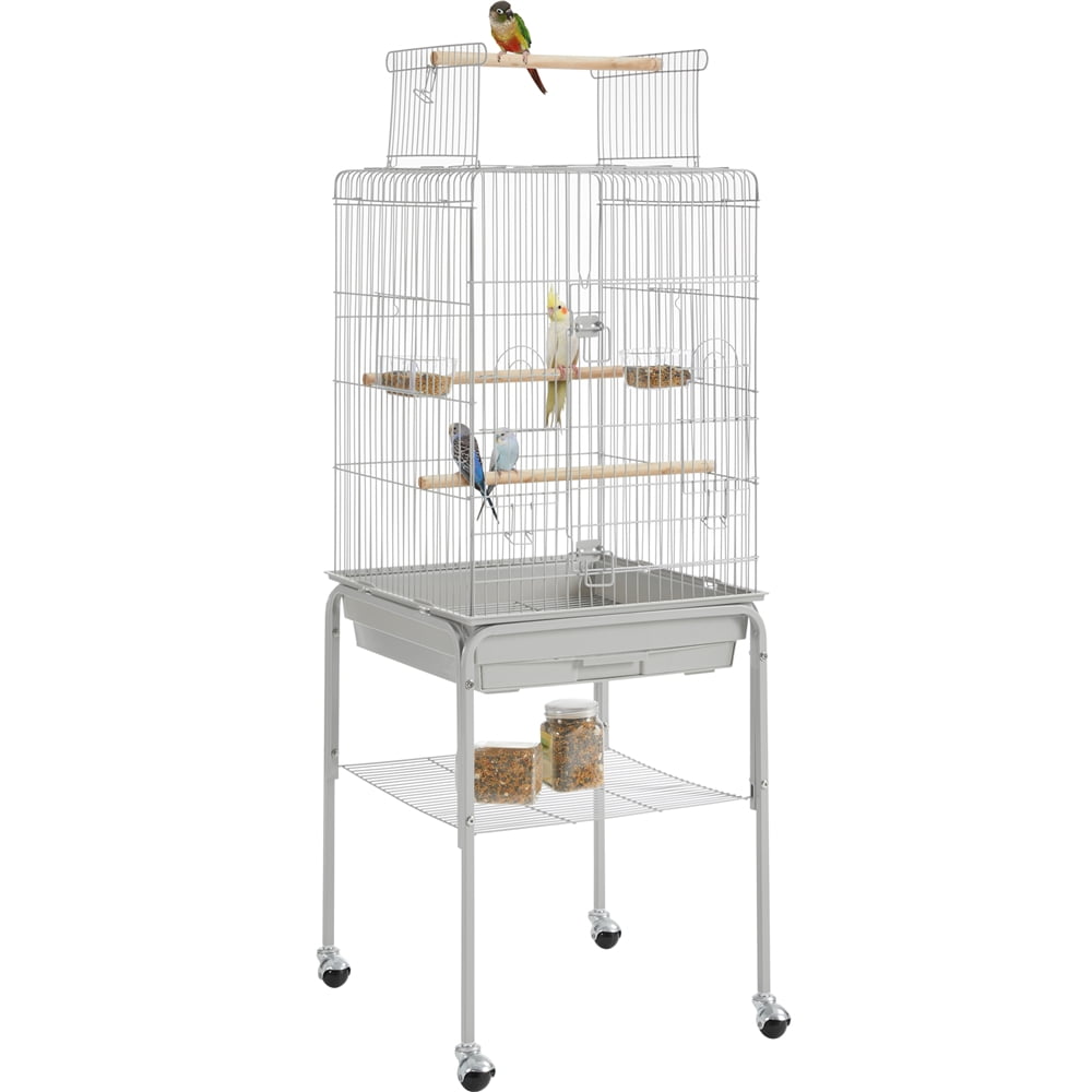 Renwick 47" Play Top Bird Cage with Rolling Stand, Light Gray