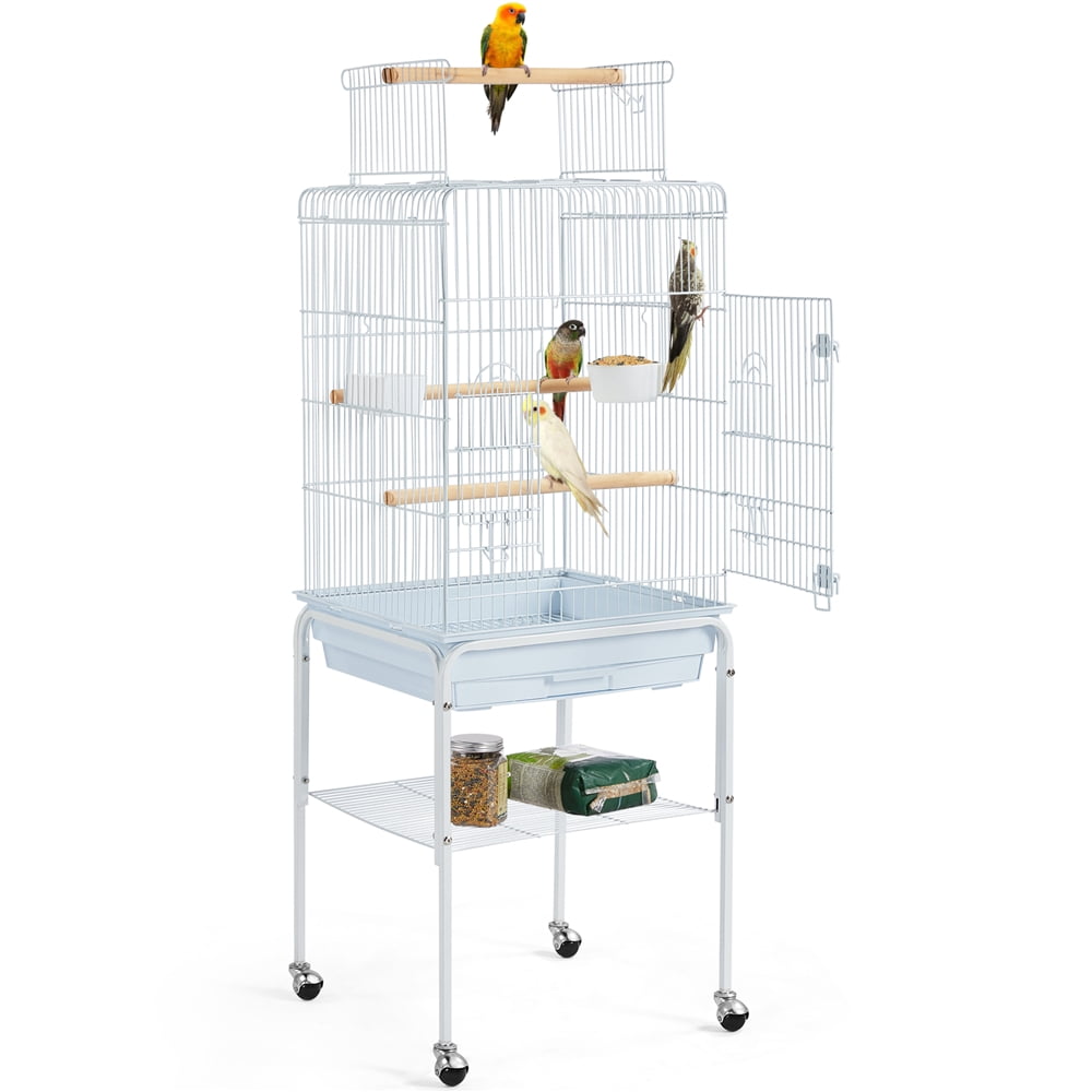 Renwick 47" Play Top Bird Cage with with Rolling Stand, White