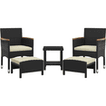 thumbnail image 1 of Renwick 5-Piece Outdoor Conversation Set with Chairs, Ottomans, Coffee Table, Black/Beige, 1 of 10