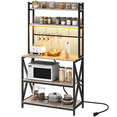 thumbnail image 1 of Renwick 5-Tier Industrial Kitchen Baker's Rack with LED Light and Power Outlets, Gray, 1 of 10