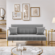 Renwick 56.5 W Modern Upholstered Sofa Couch with 2 Pillows, Light Gray