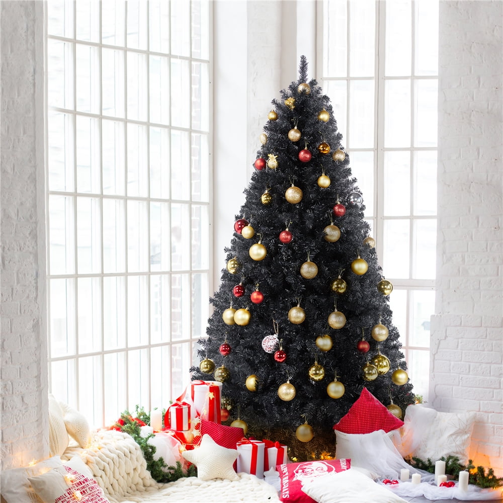 Renwick 6' Hinged Spruce Artificial Christmas Tree with Foldable Stand, Black